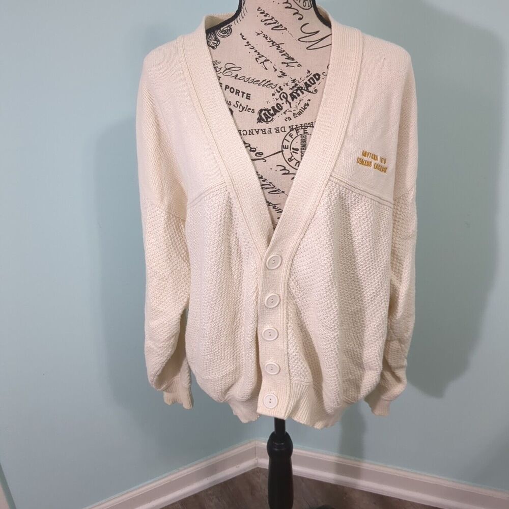 Vintage McBriar Sweater Men's White large Embroidered Daytona auto dealers
